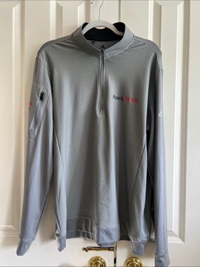 adidas Men's Light Gray Half-Zip Performance Pullover